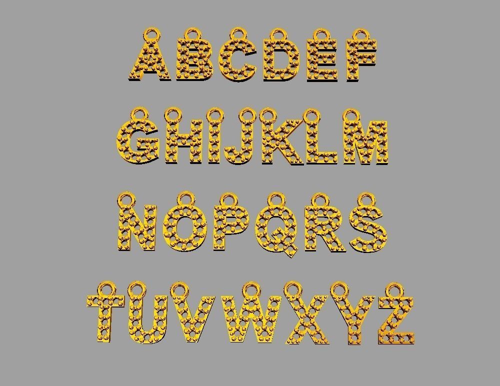 Diamond Alphabet Pendants - 7mm 3D print model_6
