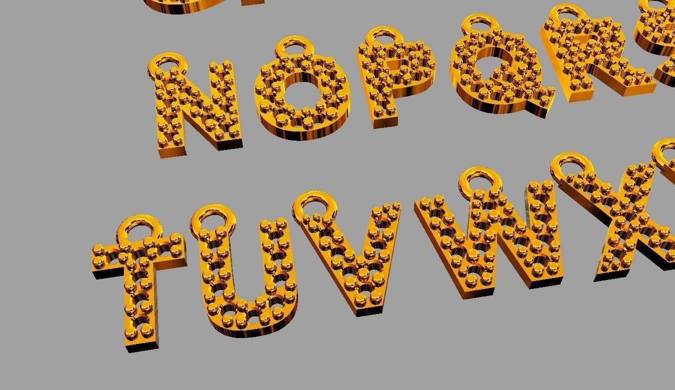 Diamond Alphabet Pendants - 7mm 3D print model_9