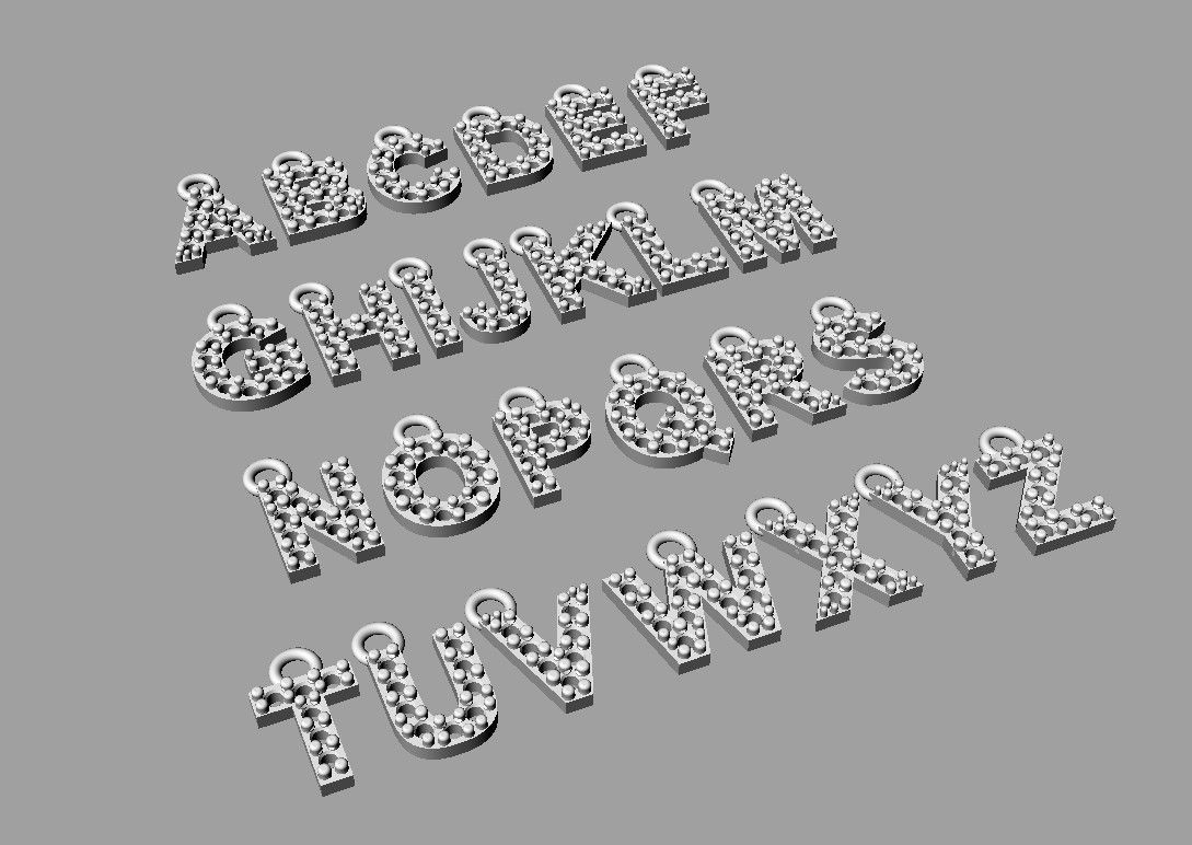 Diamond Alphabet Pendants - 7mm 3D print model_12
