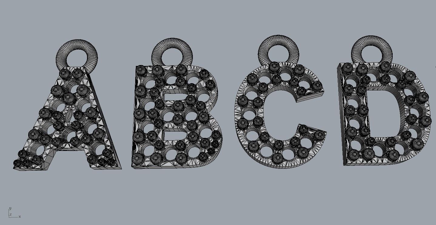 Diamond Alphabet Pendants - 7mm 3D print model_20
