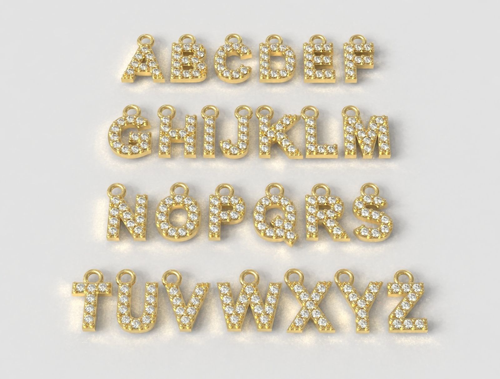 Diamond Alphabet Pendants - 7mm 3D print model_2