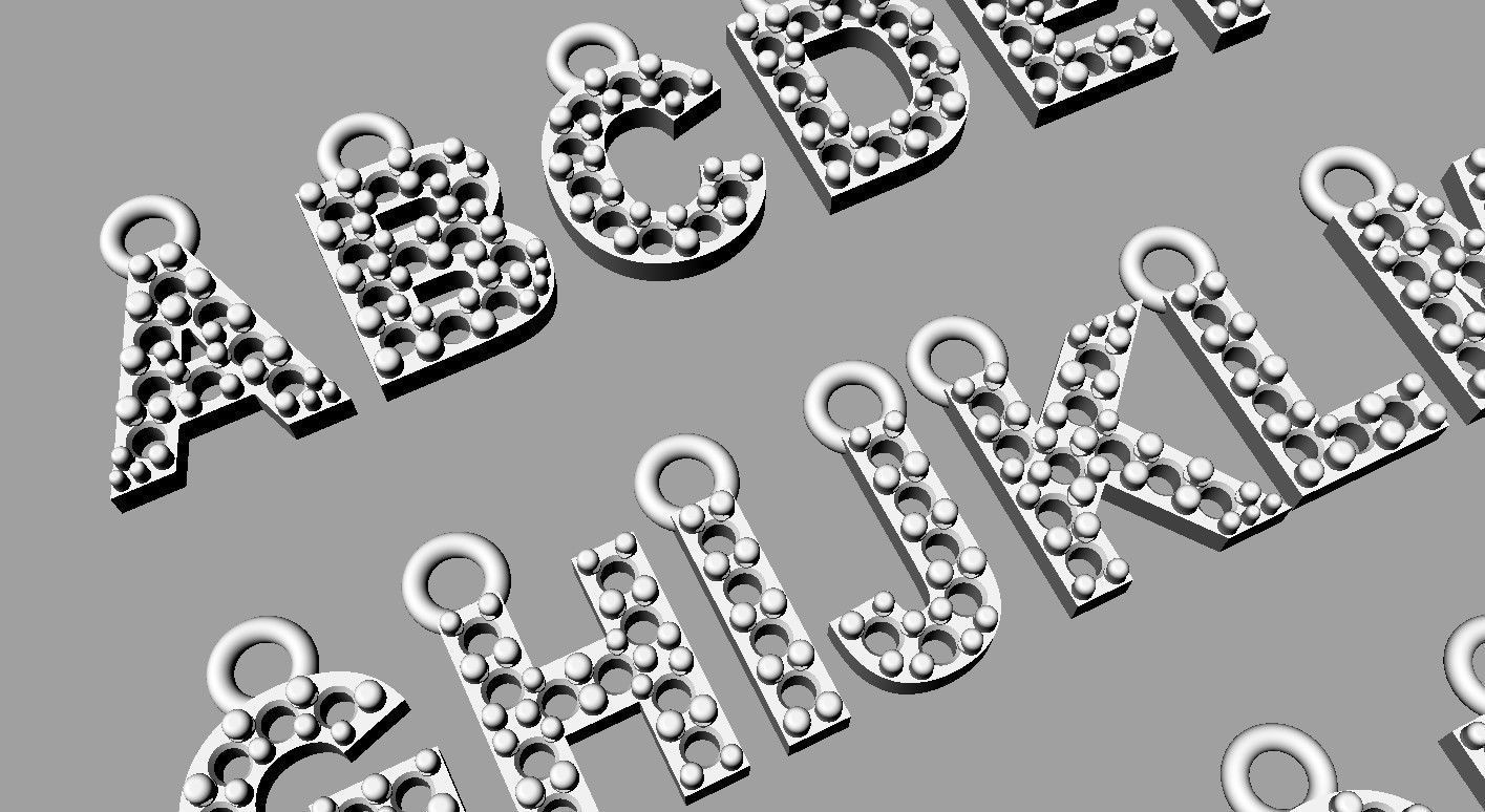 Diamond Alphabet Pendants - 7mm 3D print model_13