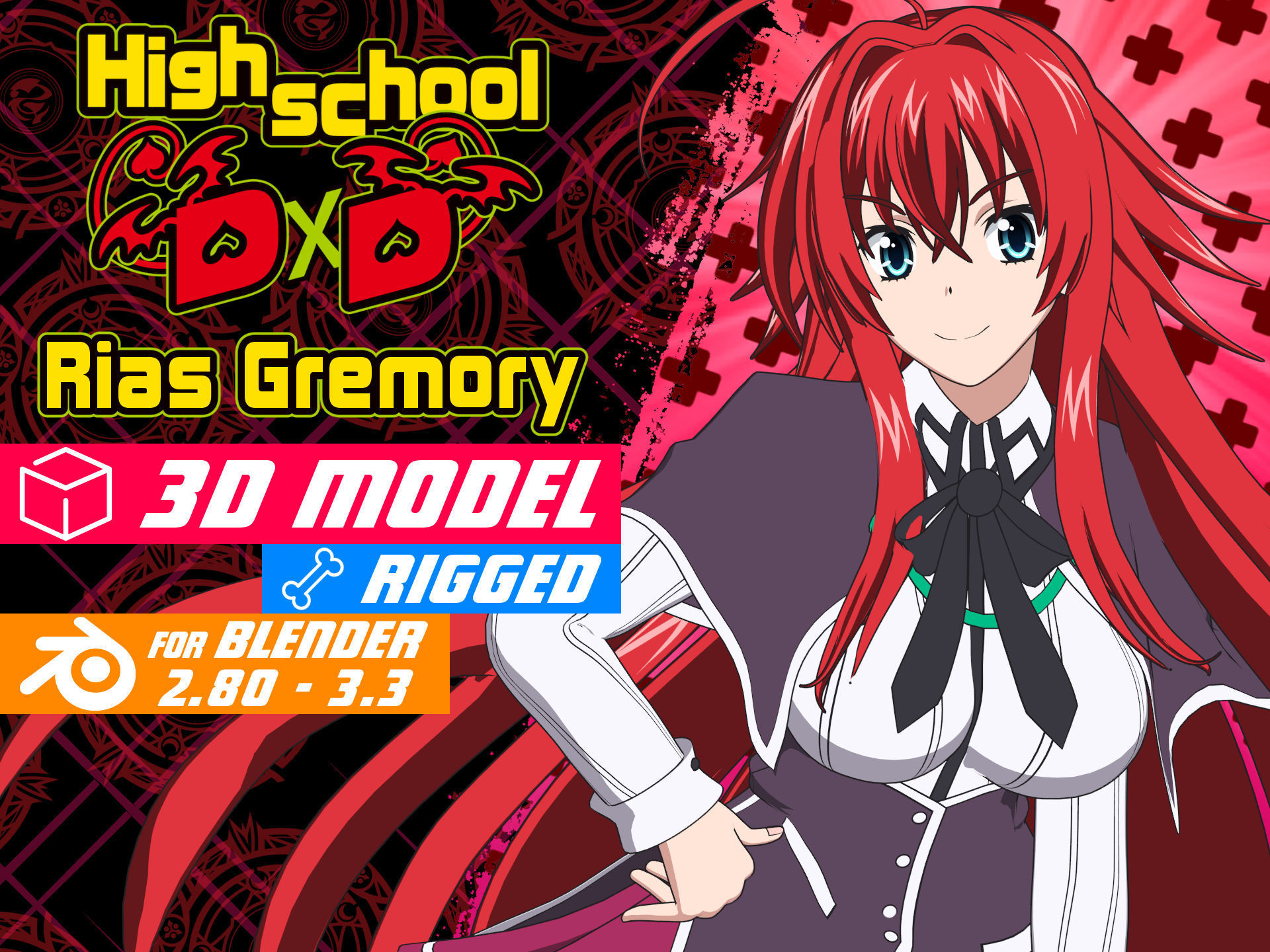 Rias Gremory - High School DXD - 3D Model Blender 3D model animated ...