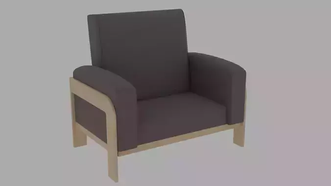 Wood Chair Fabric Chair Seat Armchair Furniture 3D Model