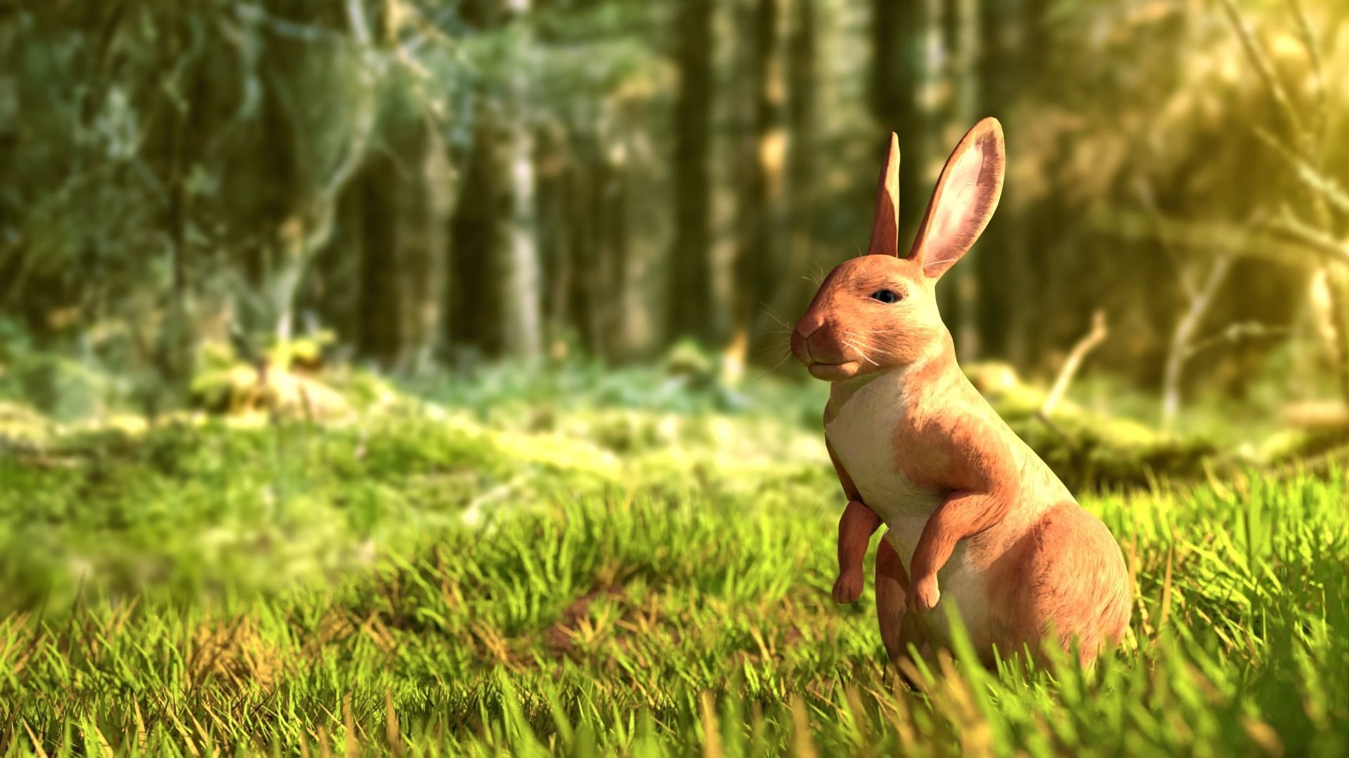 Reallistic Animated Rabbit Low-poly 3D model_4