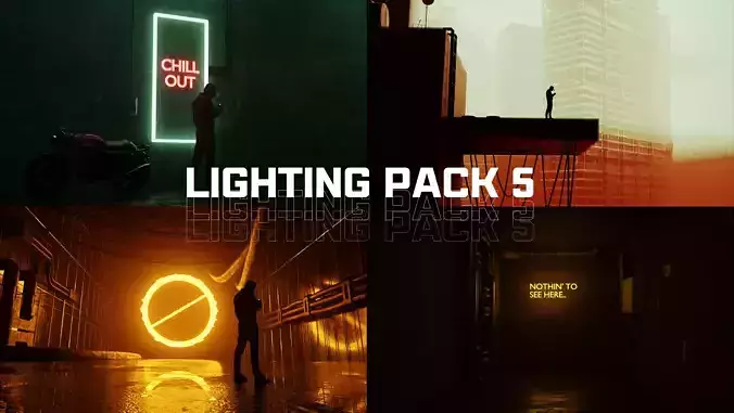 Lighting Scene Pack 5 3D Blender File Textured FBX OBJ MTL Files 3D model