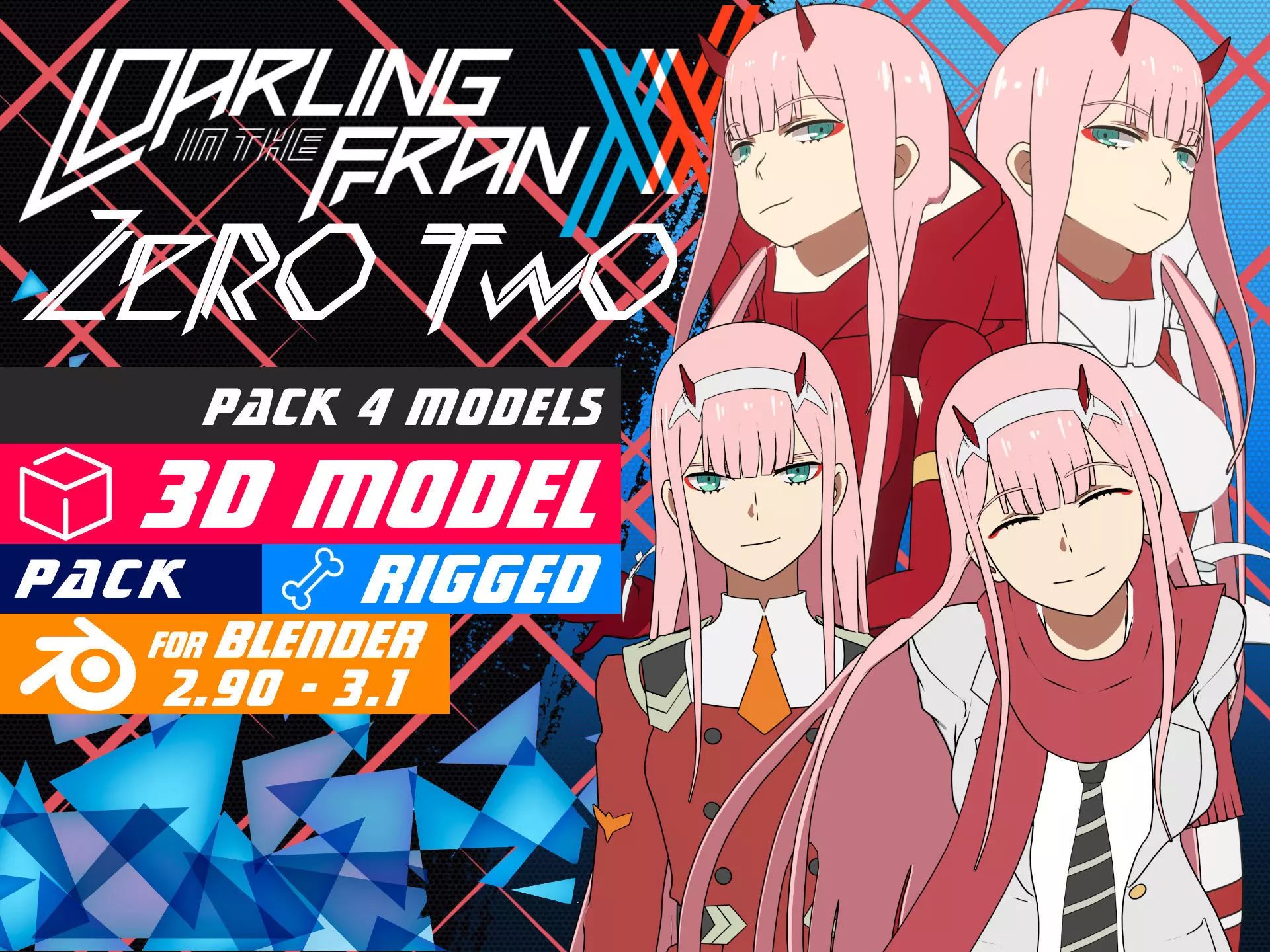 Pack Zero Two - Darling in the Franxx - Model 3D Blender 3D model_0