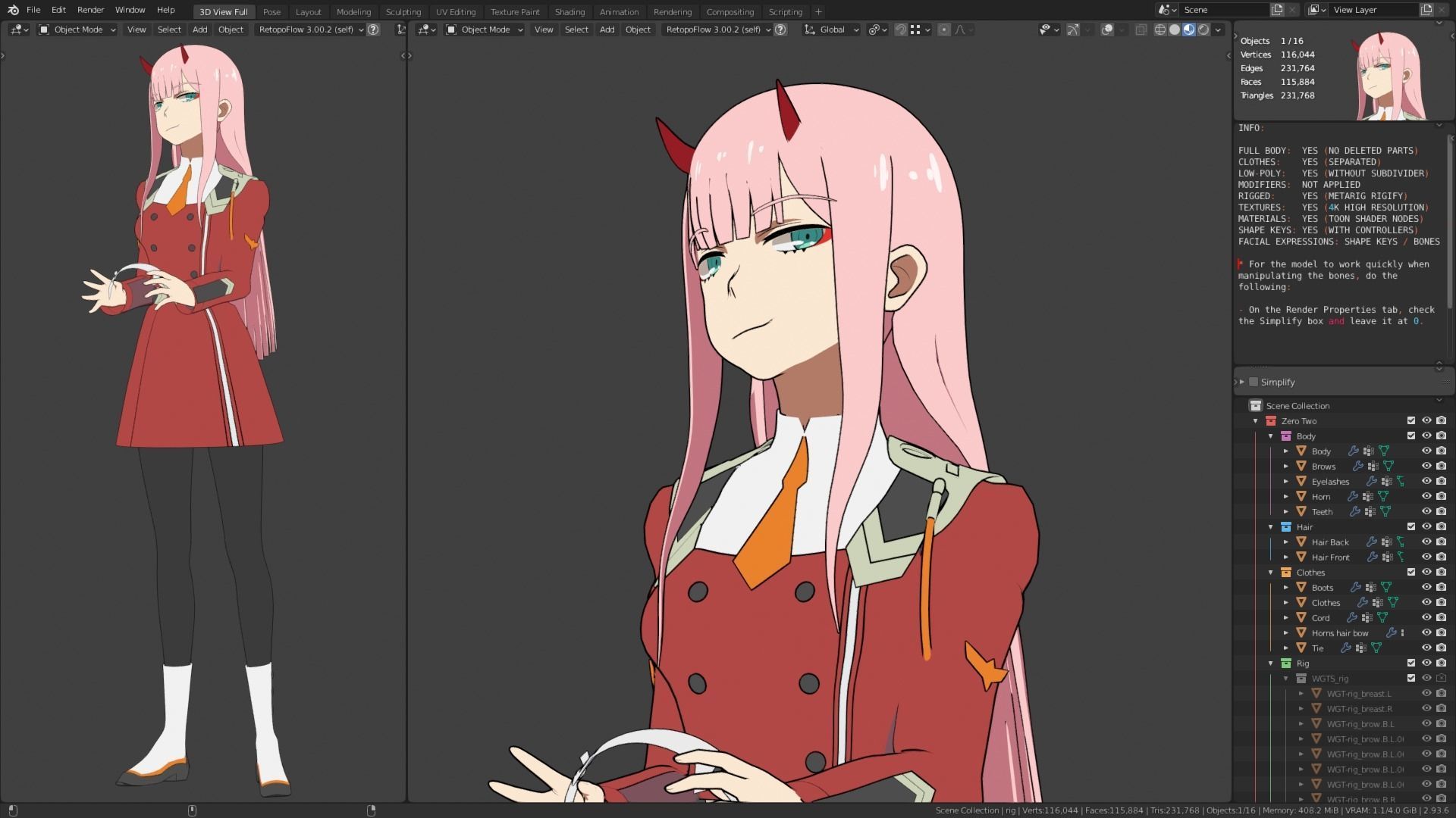 Pack Zero Two - Darling in the Franxx - Model 3D Blender 3D model_19