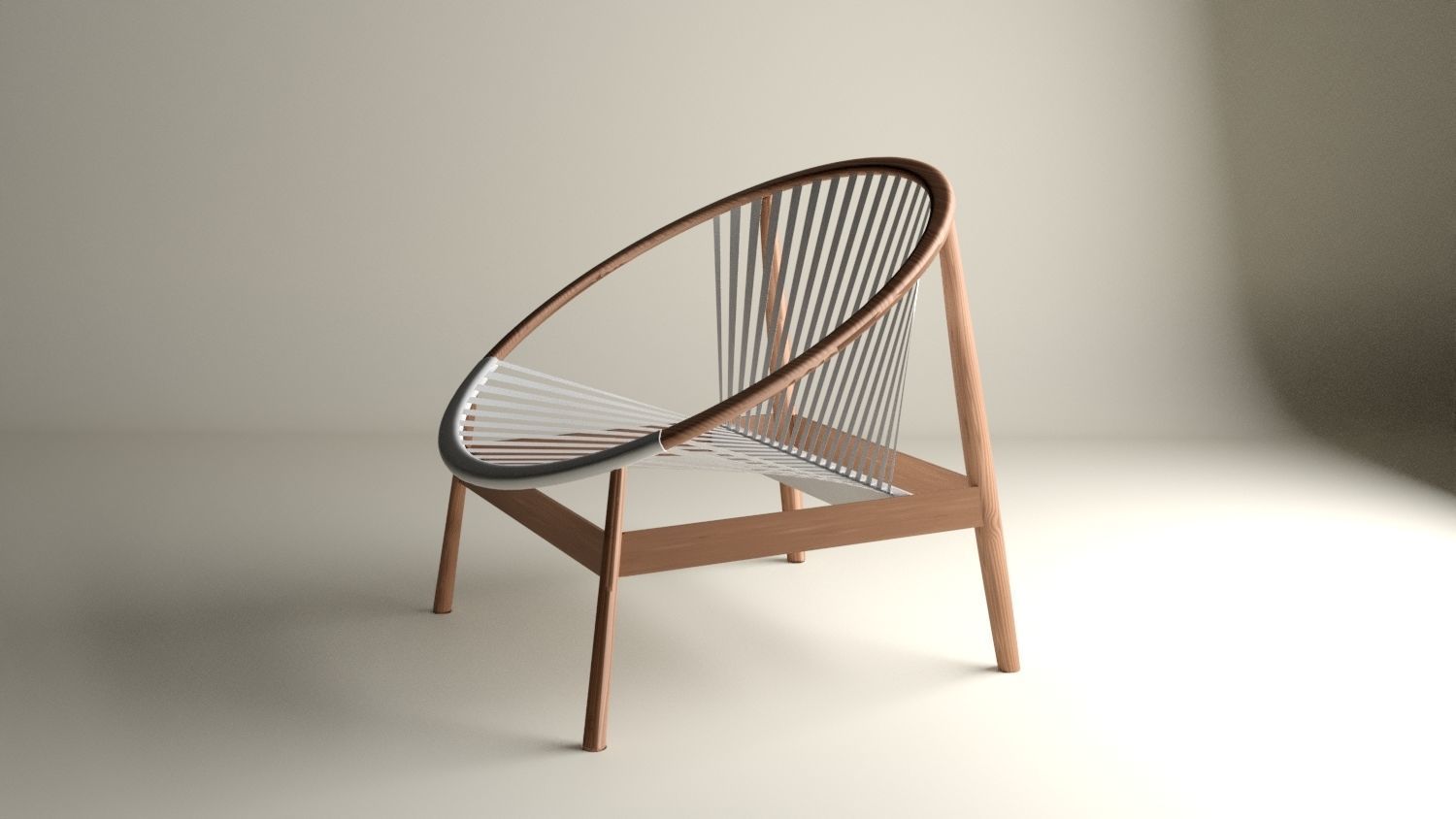 wooden modern chair Free 3D model_1