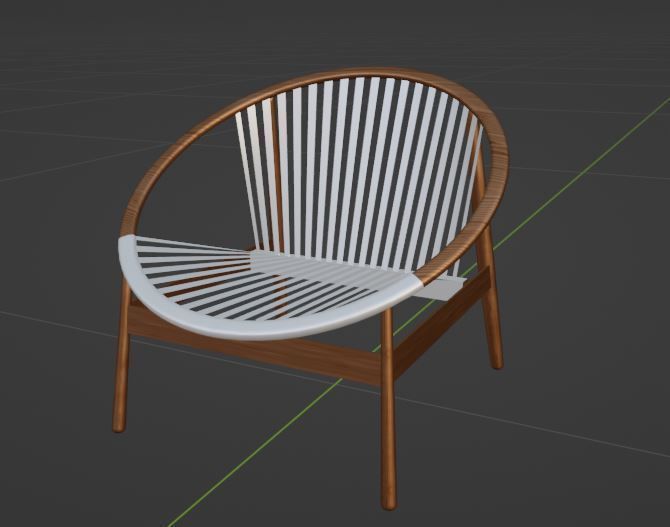 wooden modern chair Free 3D model_2