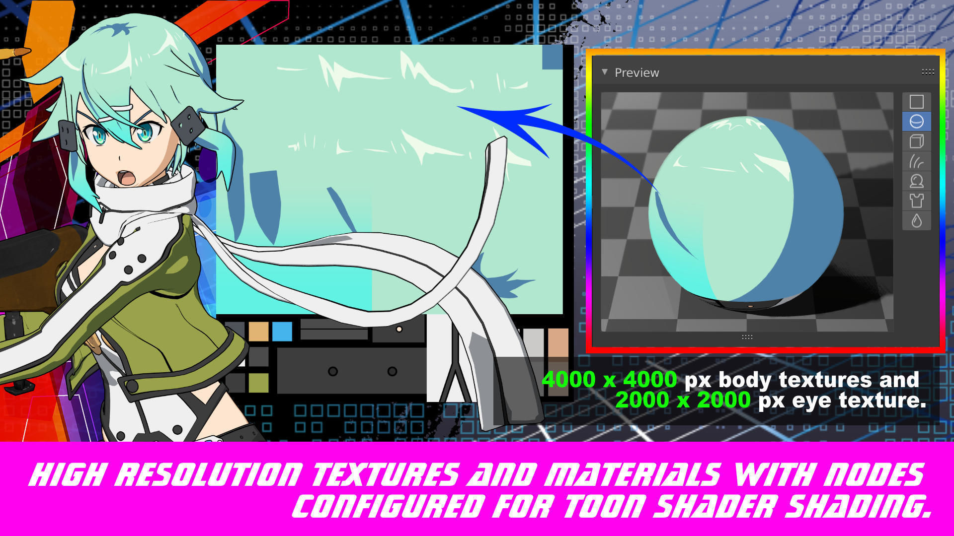 Sinon - SAO - Model 3D Blender 3D model_6