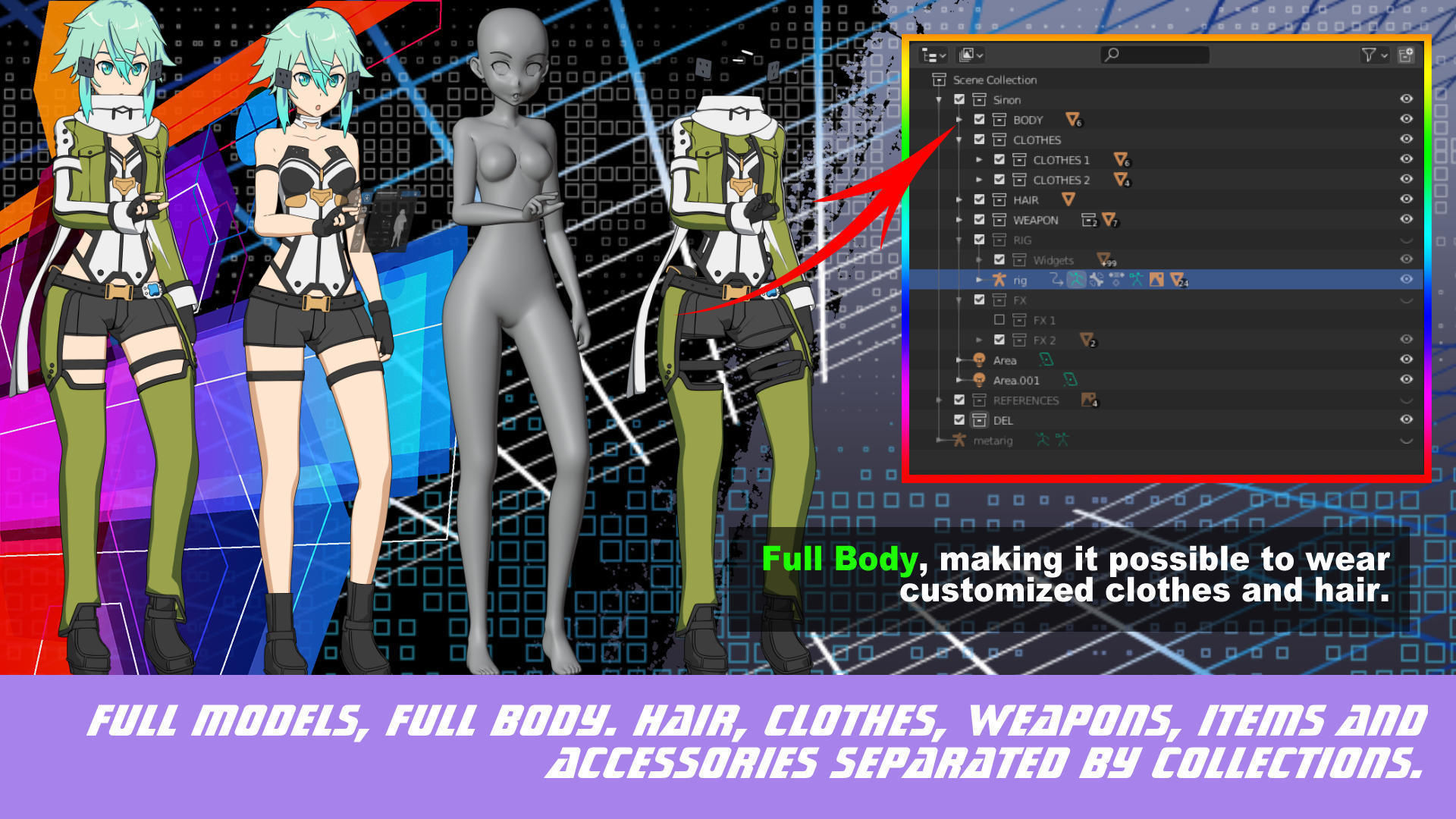 Sinon - SAO - Model 3D Blender 3D model_8