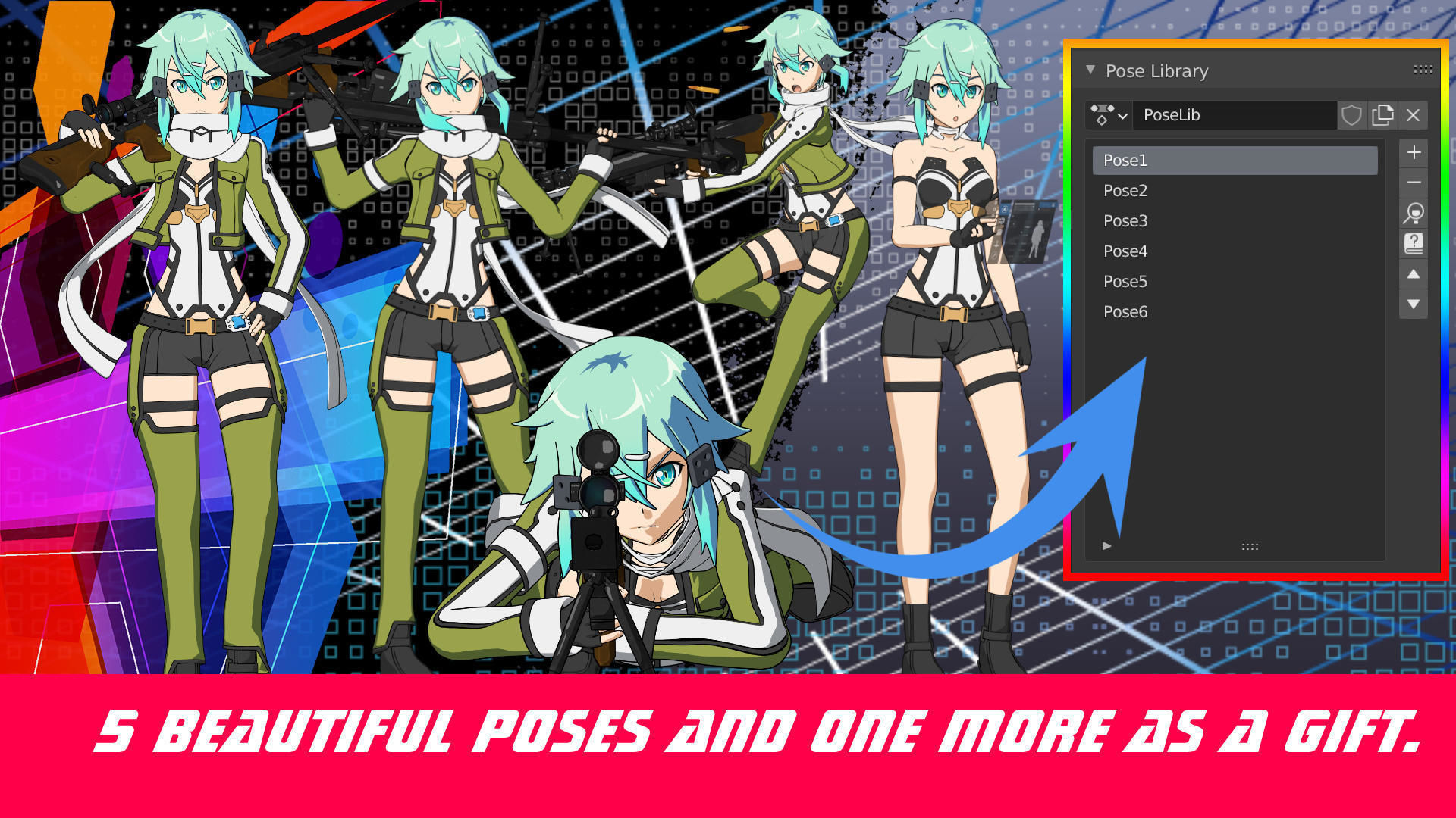 Sinon - SAO - Model 3D Blender 3D model_5