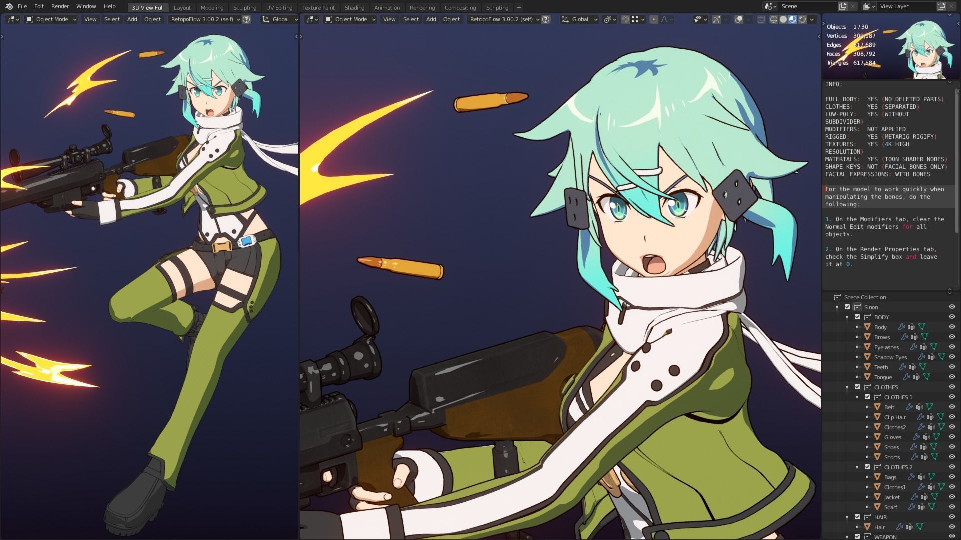Sinon - SAO - Model 3D Blender 3D model_27