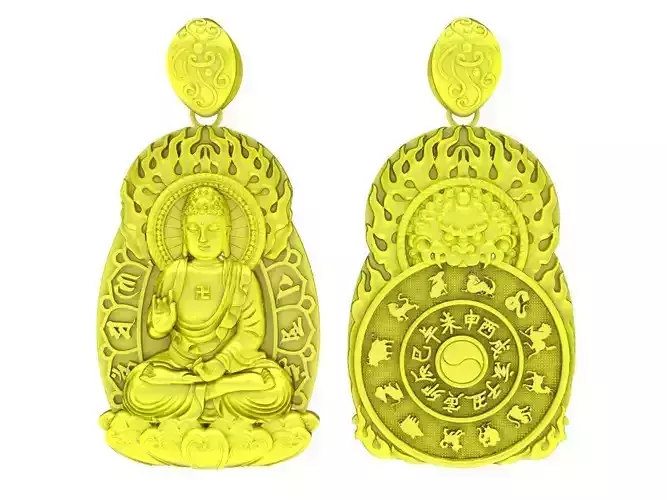5113 buddha and chinese zodiac pendant  3D print model