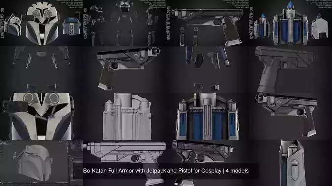 Bo-Katan Full Armor with Jetpack and Pistol for Cosplay