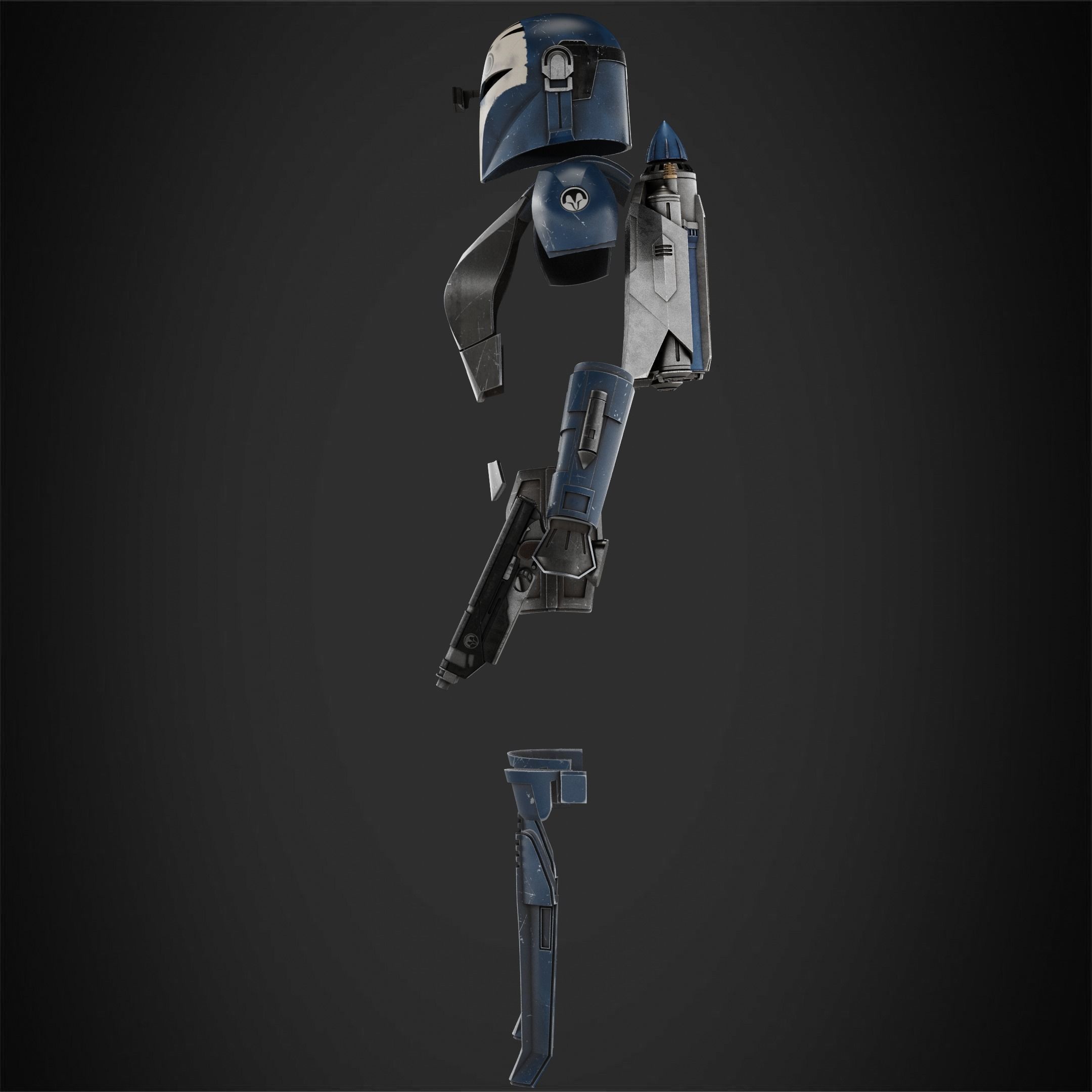 Bo-Katan Full Armor with Jetpack and Pistol for Cosplay 3D Model Collection_12