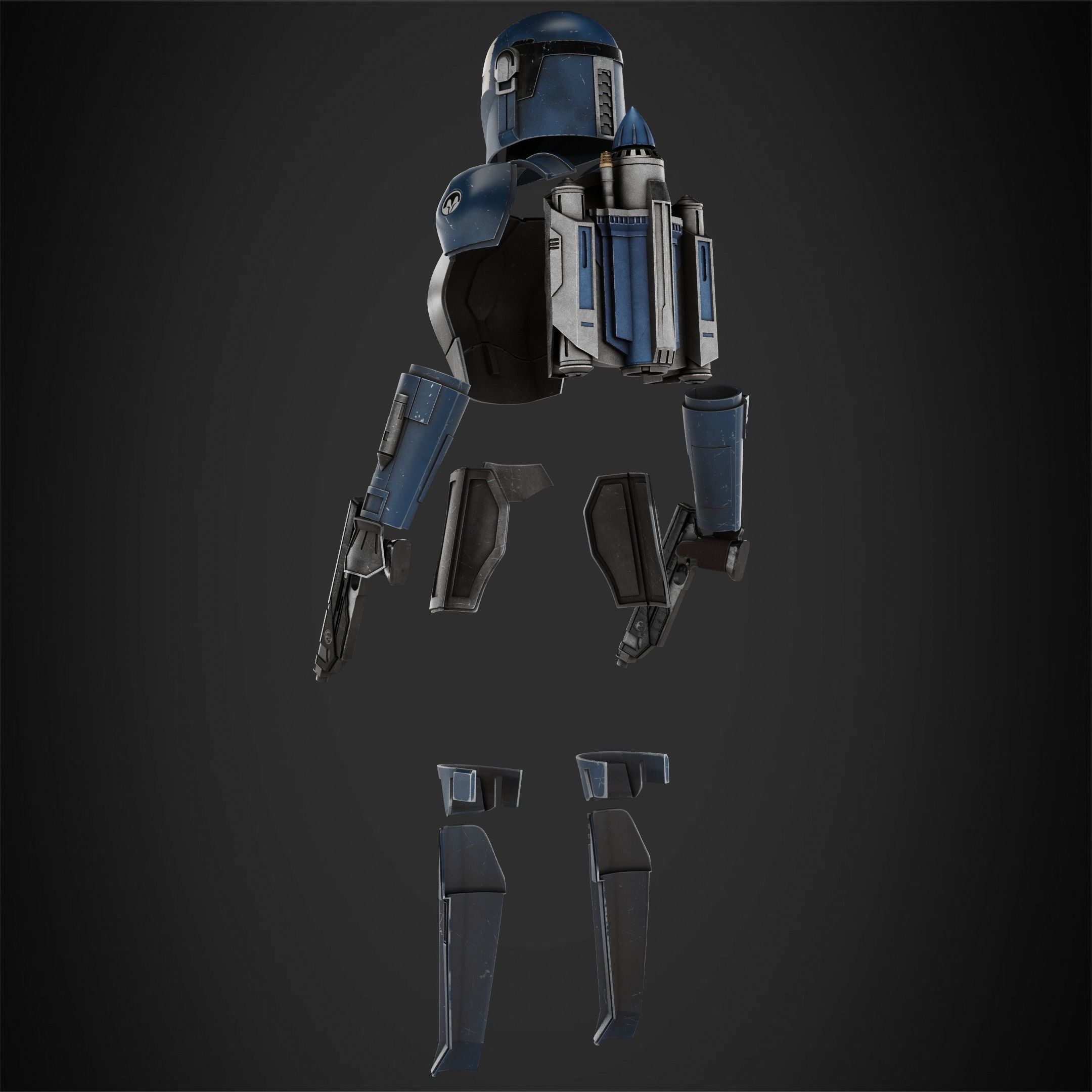 Bo-Katan Full Armor with Jetpack and Pistol for Cosplay 3D Model Collection_13