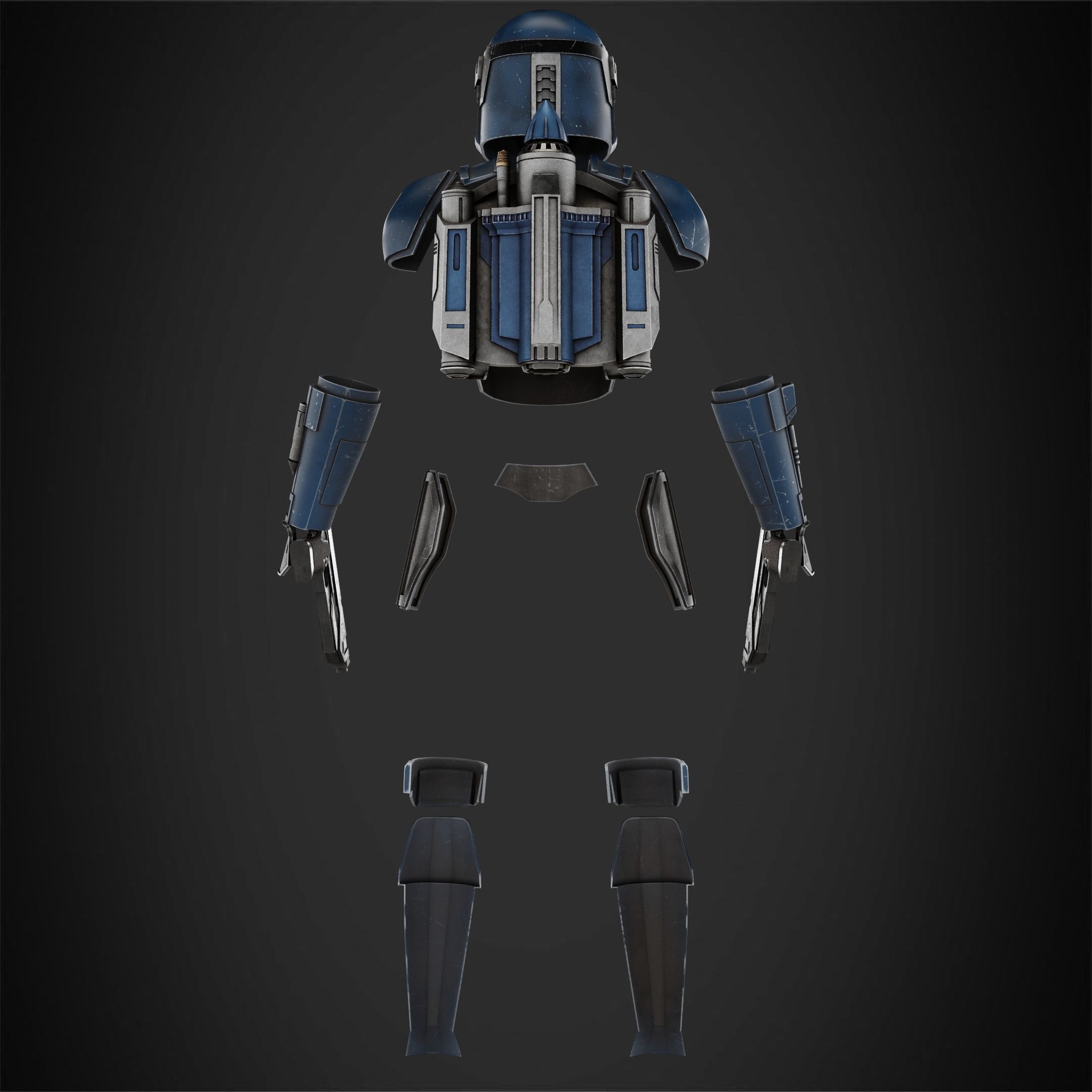 Bo-Katan Full Armor with Jetpack and Pistol for Cosplay 3D Model Collection_14