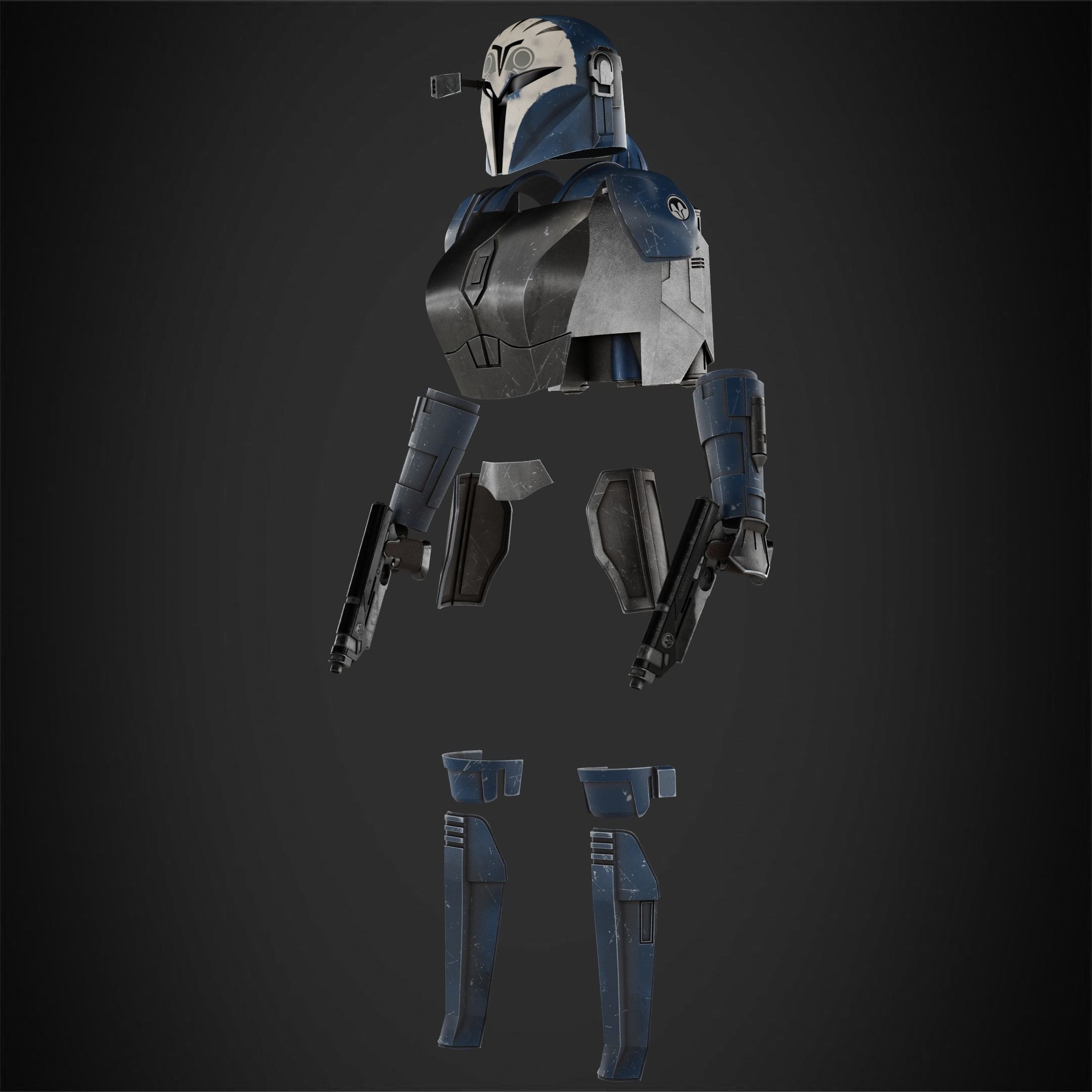 Bo-Katan Full Armor with Jetpack and Pistol for Cosplay 3D Model Collection_11