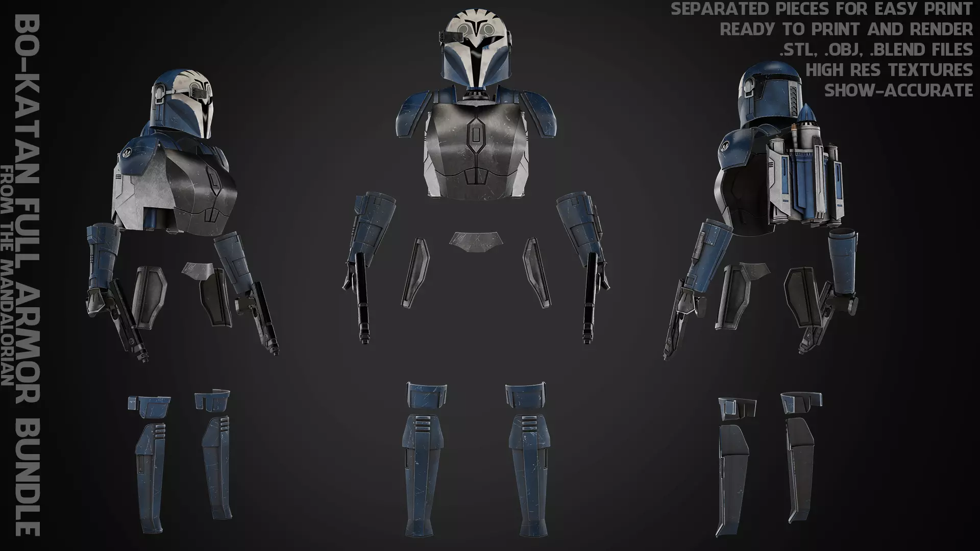 Bo-Katan Full Armor with Jetpack and Pistol for Cosplay 3D Model Collection_0