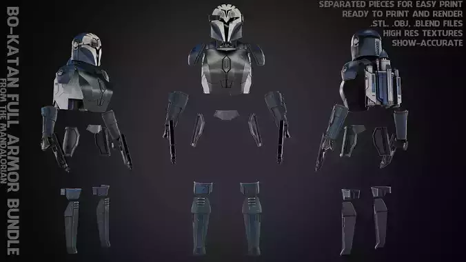 Bo-Katan Full Armor with Jetpack and Pistol for Cosplay 3D Model Collection