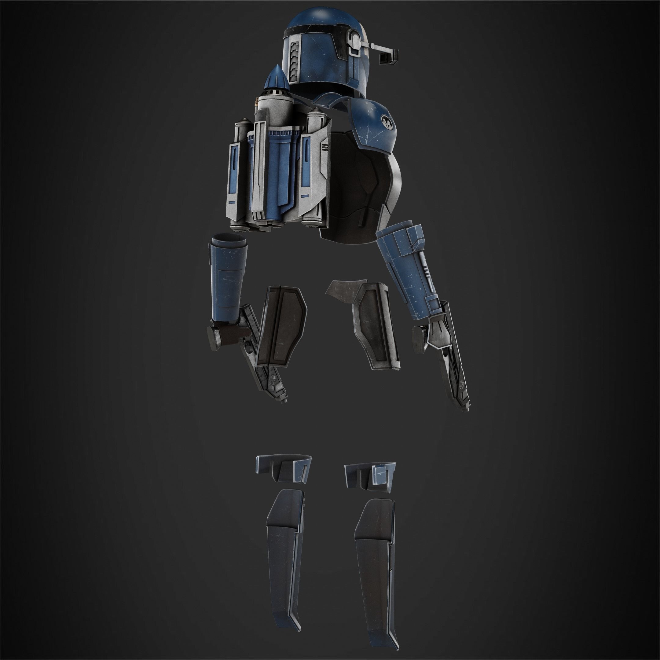 Bo-Katan Full Armor with Jetpack and Pistol for Cosplay 3D Model Collection_15