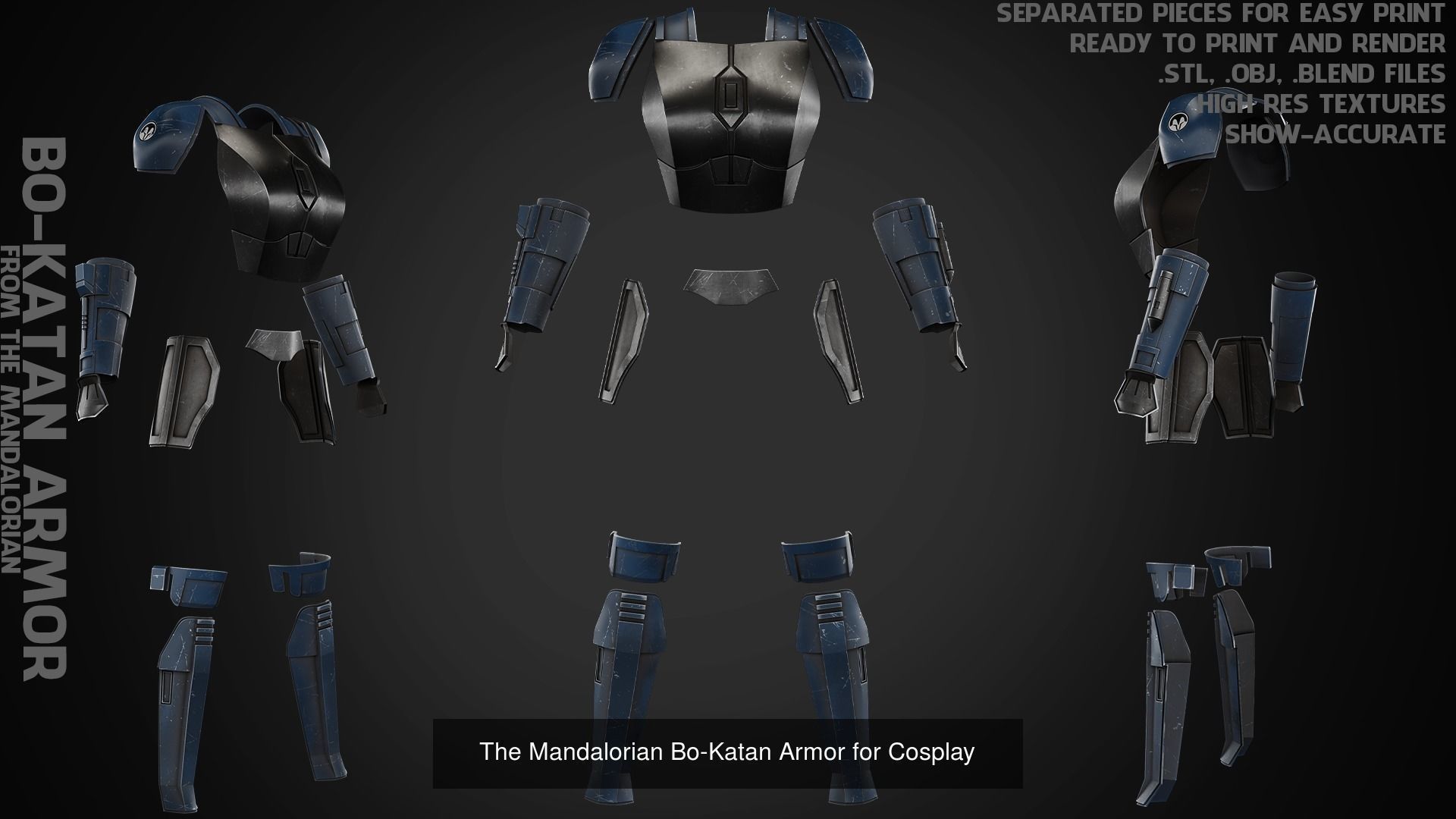 Bo-Katan Full Armor with Jetpack and Pistol for Cosplay 3D Model Collection_7