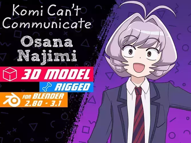 Najimi Osana - Komi Cant Communicate - 3D Model Blender Low-poly 3D model
