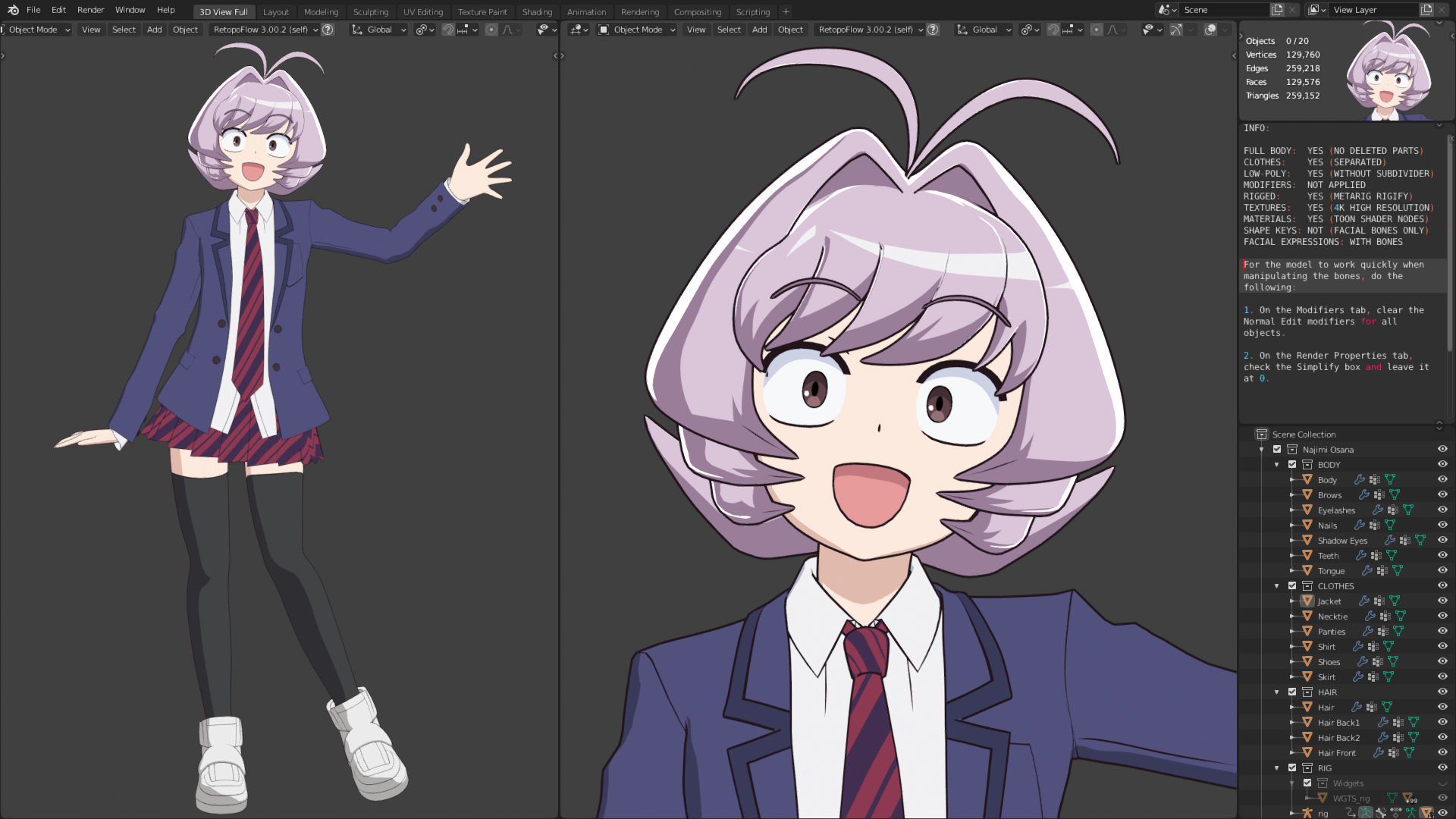 Najimi Osana - Komi Cant Communicate - 3D Model Blender Low-poly 3D model_1