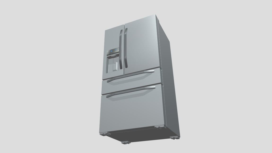 Refrigerator multi-door Side By Side Low-poly 3D model_4