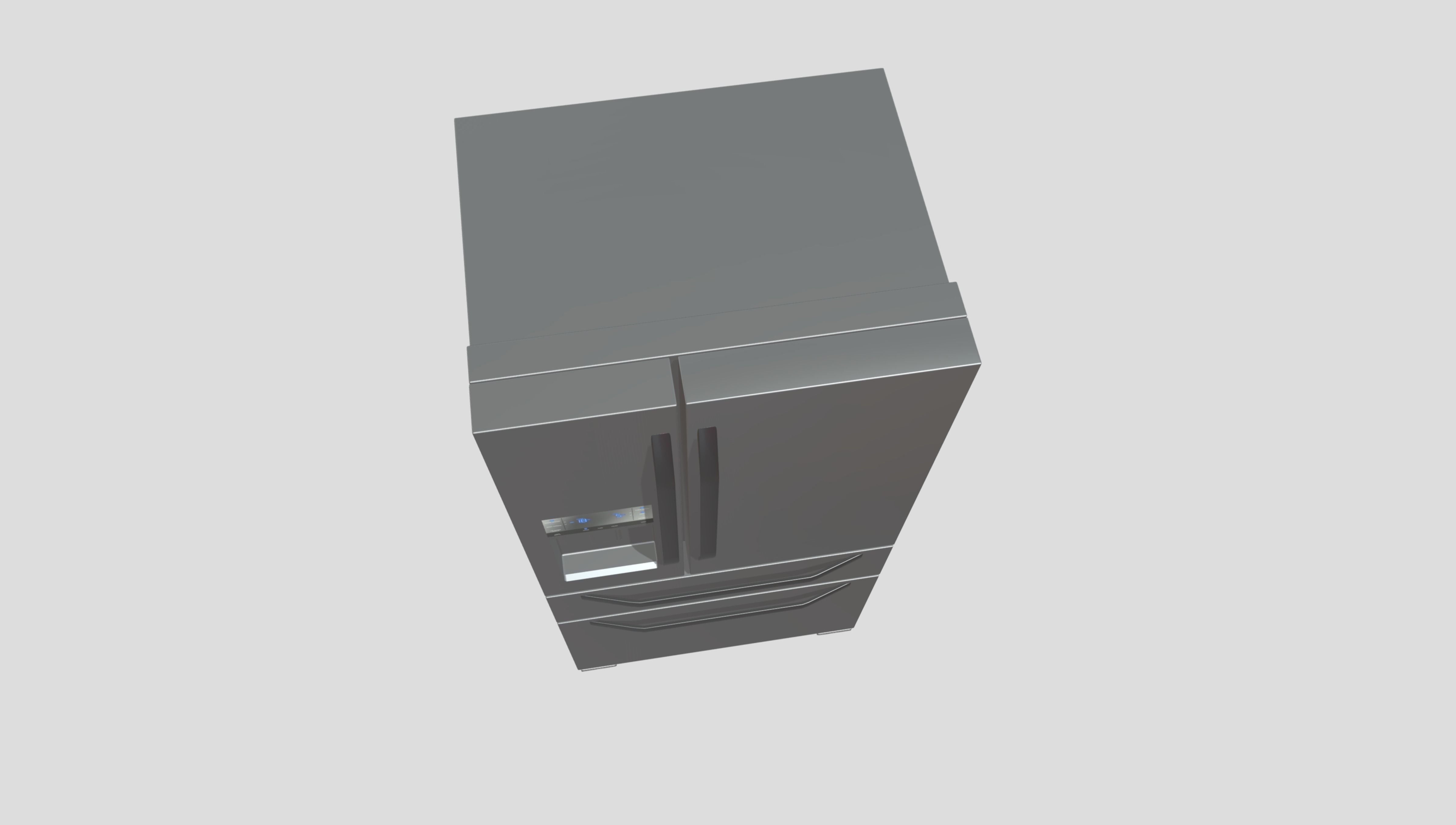 Refrigerator multi-door Side By Side Low-poly 3D model_9