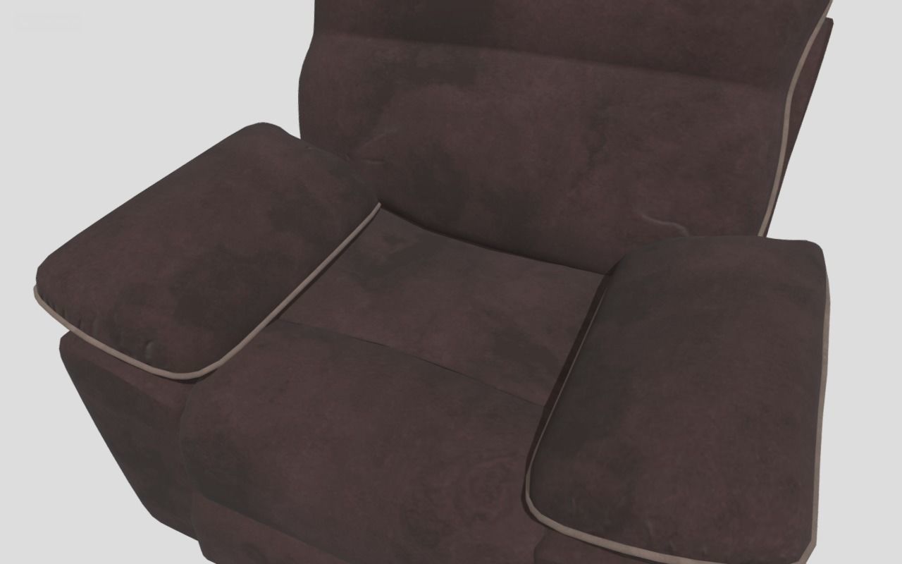 RECLINING 1 SECTION - BROWN Low-poly 3D model_3