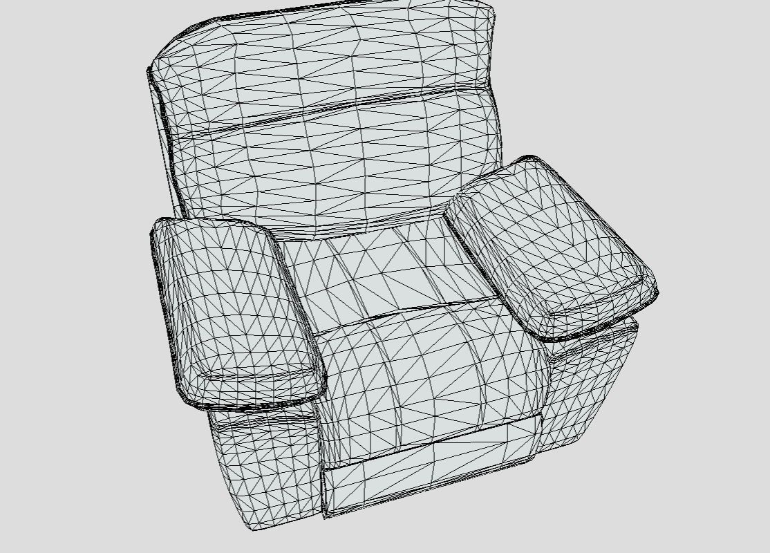 RECLINING 1 SECTION - BROWN Low-poly 3D model_6