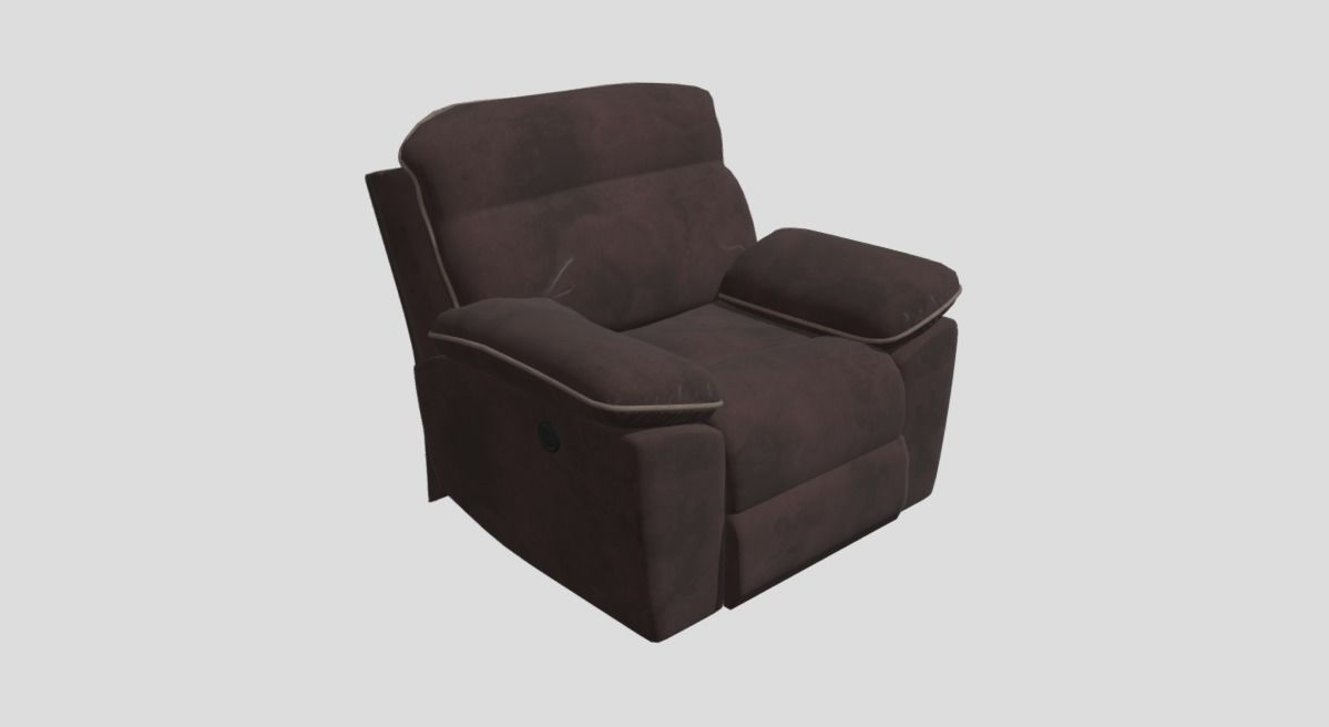 RECLINING 1 SECTION - BROWN Low-poly 3D model_1