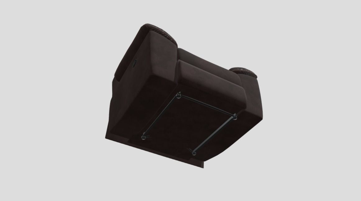 RECLINING 1 SECTION - BROWN Low-poly 3D model_2