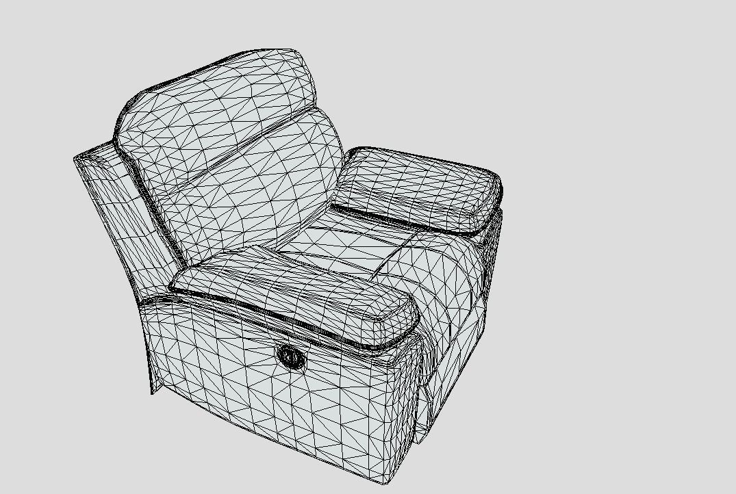 RECLINING 1 SECTION - BROWN Low-poly 3D model_7