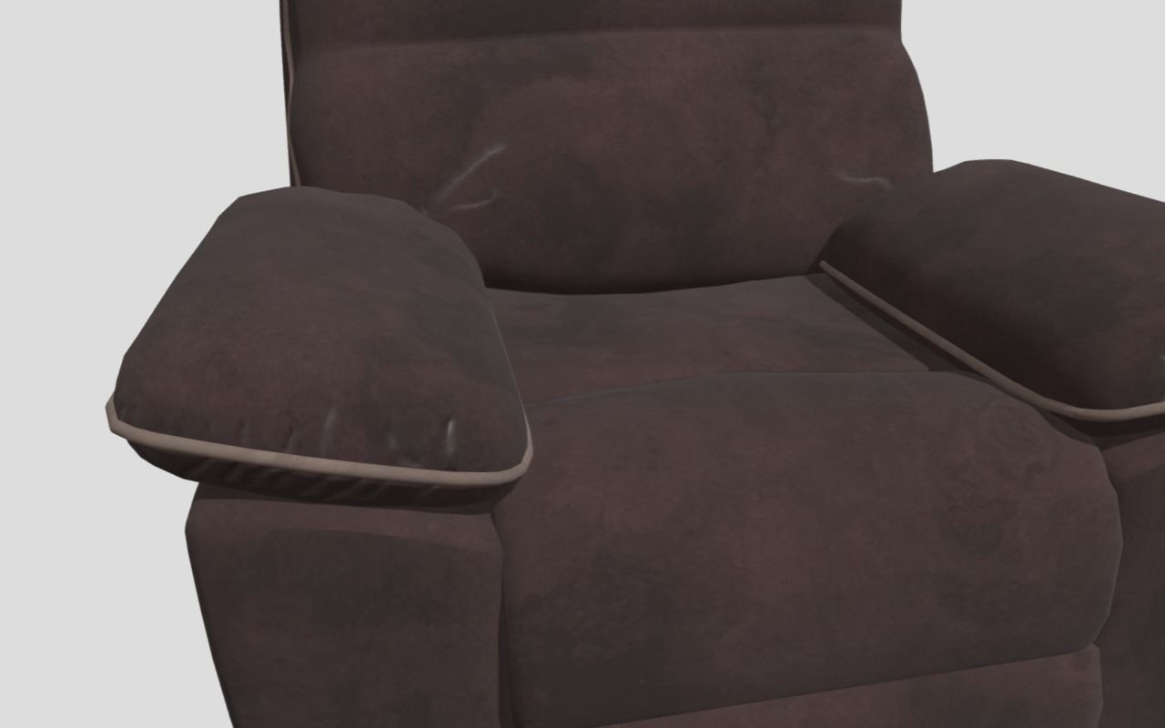 RECLINING 1 SECTION - BROWN Low-poly 3D model_4