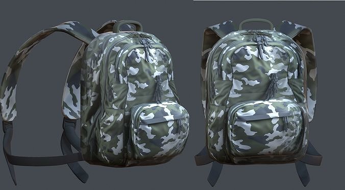 Backpack Camping Generic military human bag storqge baggage Low-poly 3D model