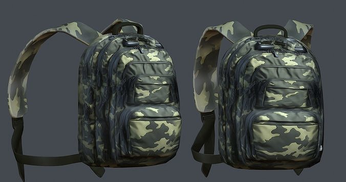 Backpack Camping Generic military human bag storqge Low-poly 3D model