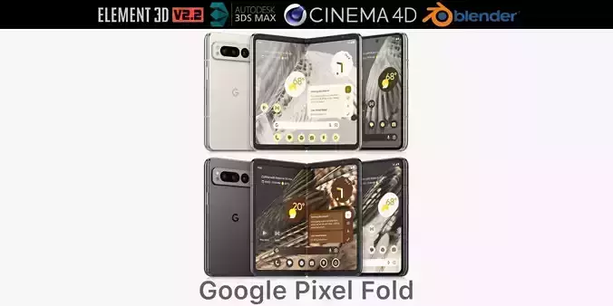 Google Pixel Fold All Colors 3D model