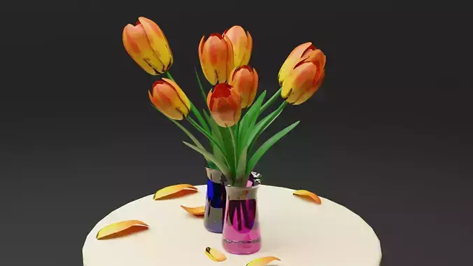 Tulips Low-poly 3D model