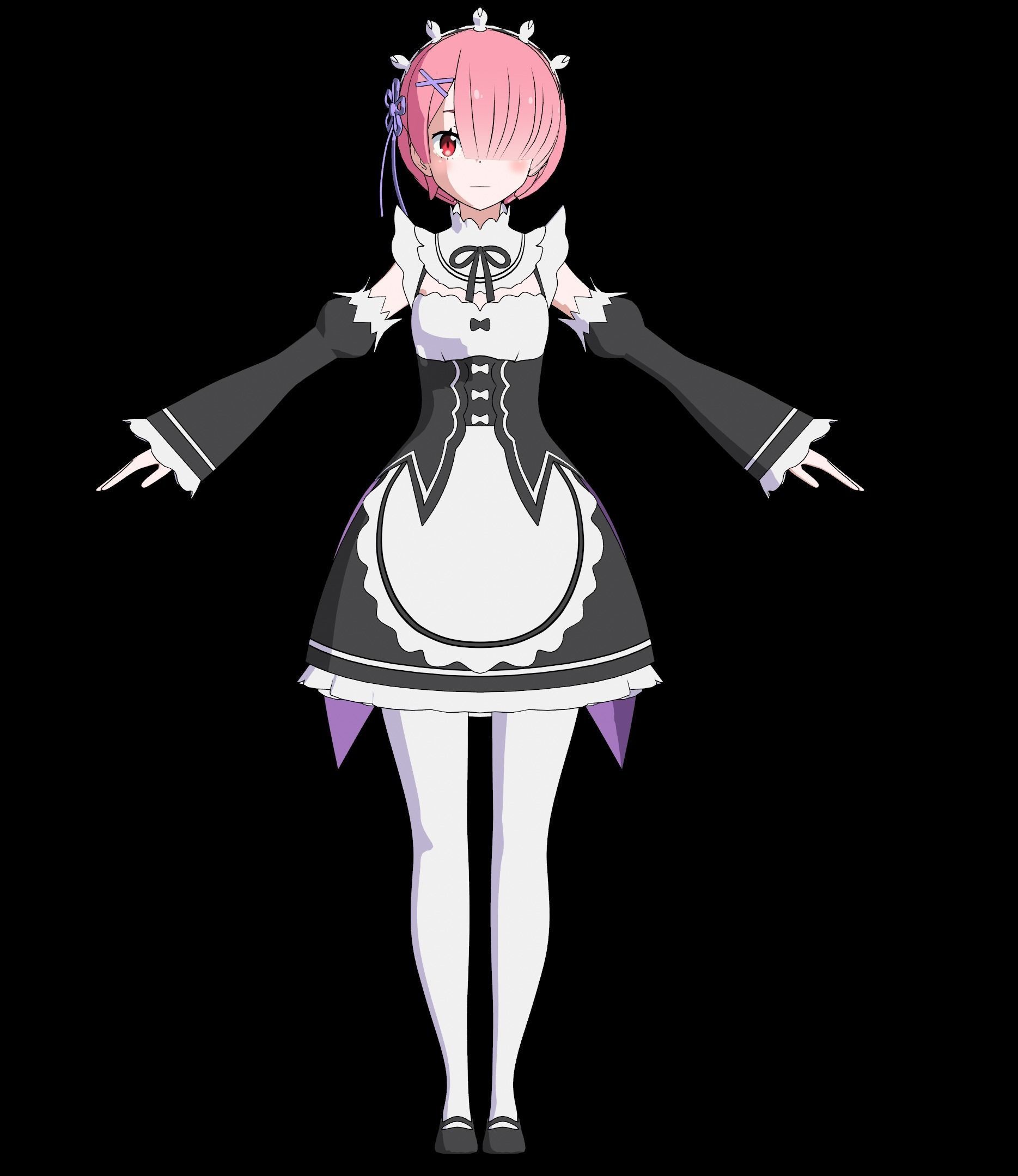 Pack Ram Rem - Re Zero Model 3D - Blender Low-poly 3D model_2