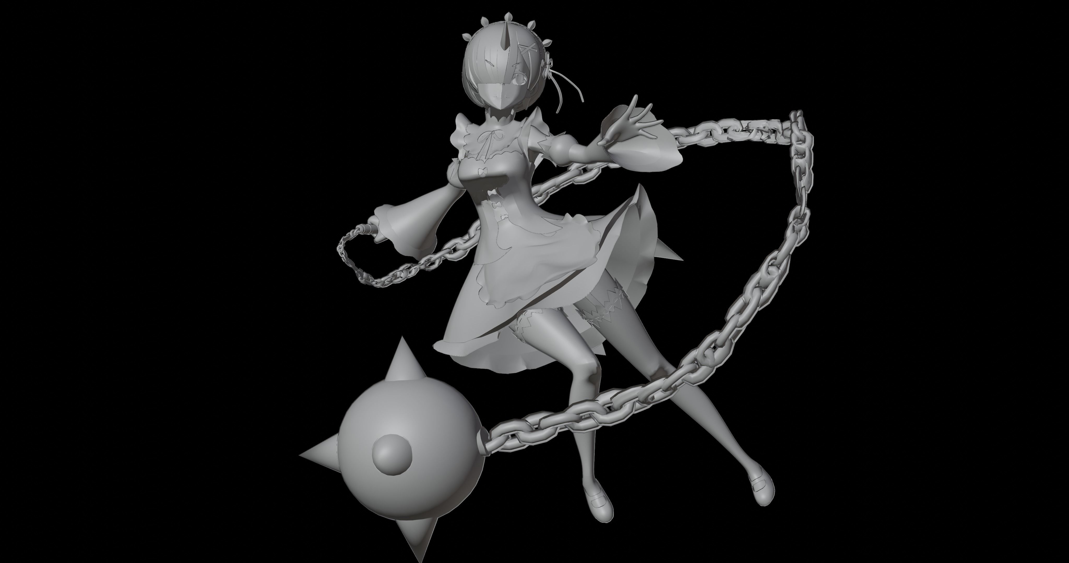 Pack Ram Rem - Re Zero Model 3D - Blender Low-poly 3D model_27