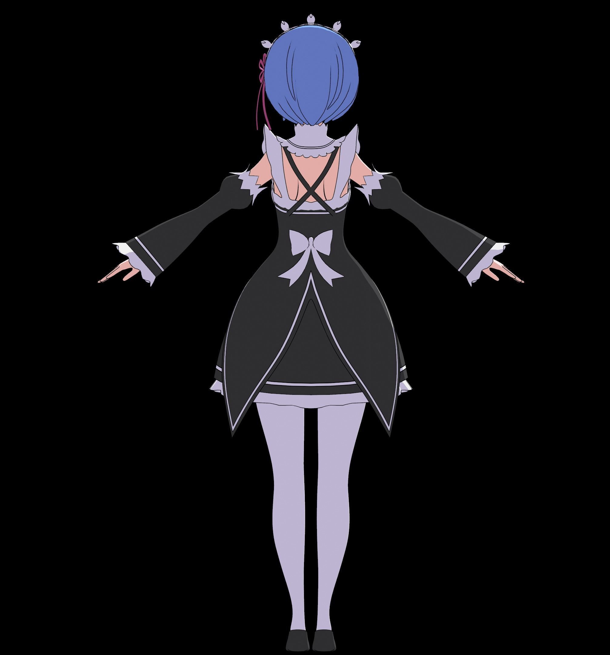 Pack Ram Rem - Re Zero Model 3D - Blender Low-poly 3D model_23
