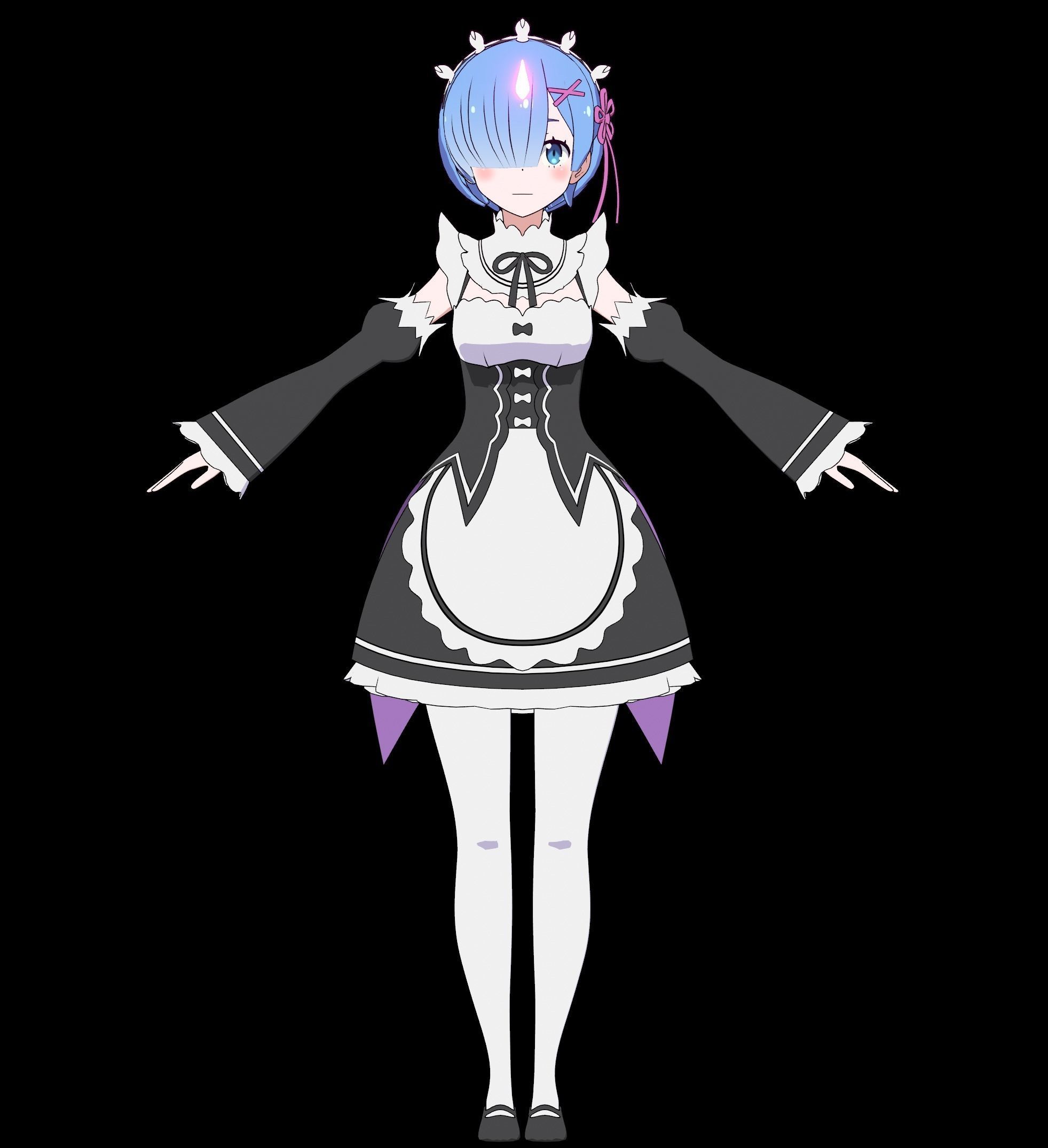 Pack Ram Rem - Re Zero Model 3D - Blender Low-poly 3D model_18