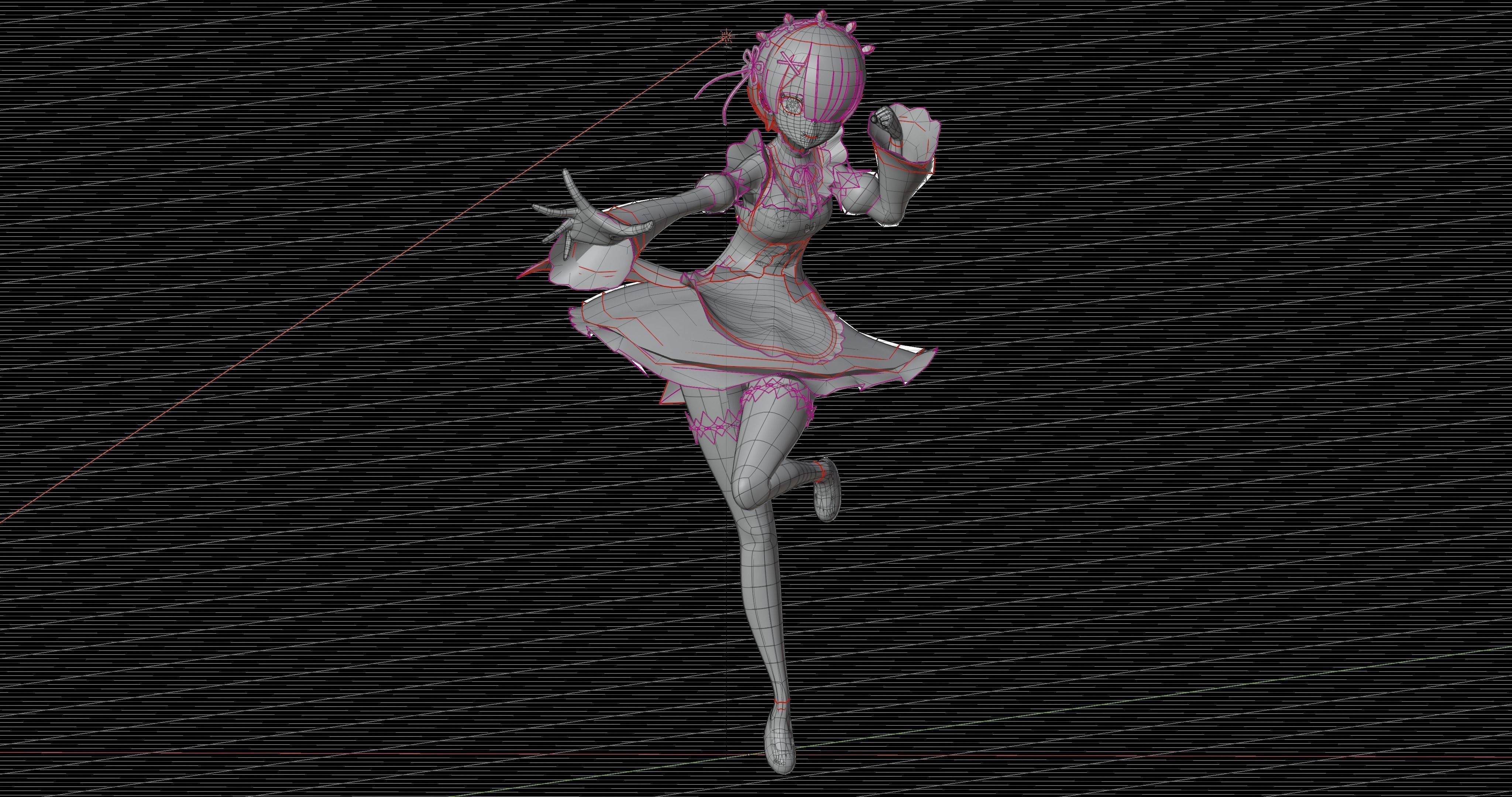 Pack Ram Rem - Re Zero Model 3D - Blender Low-poly 3D model_8
