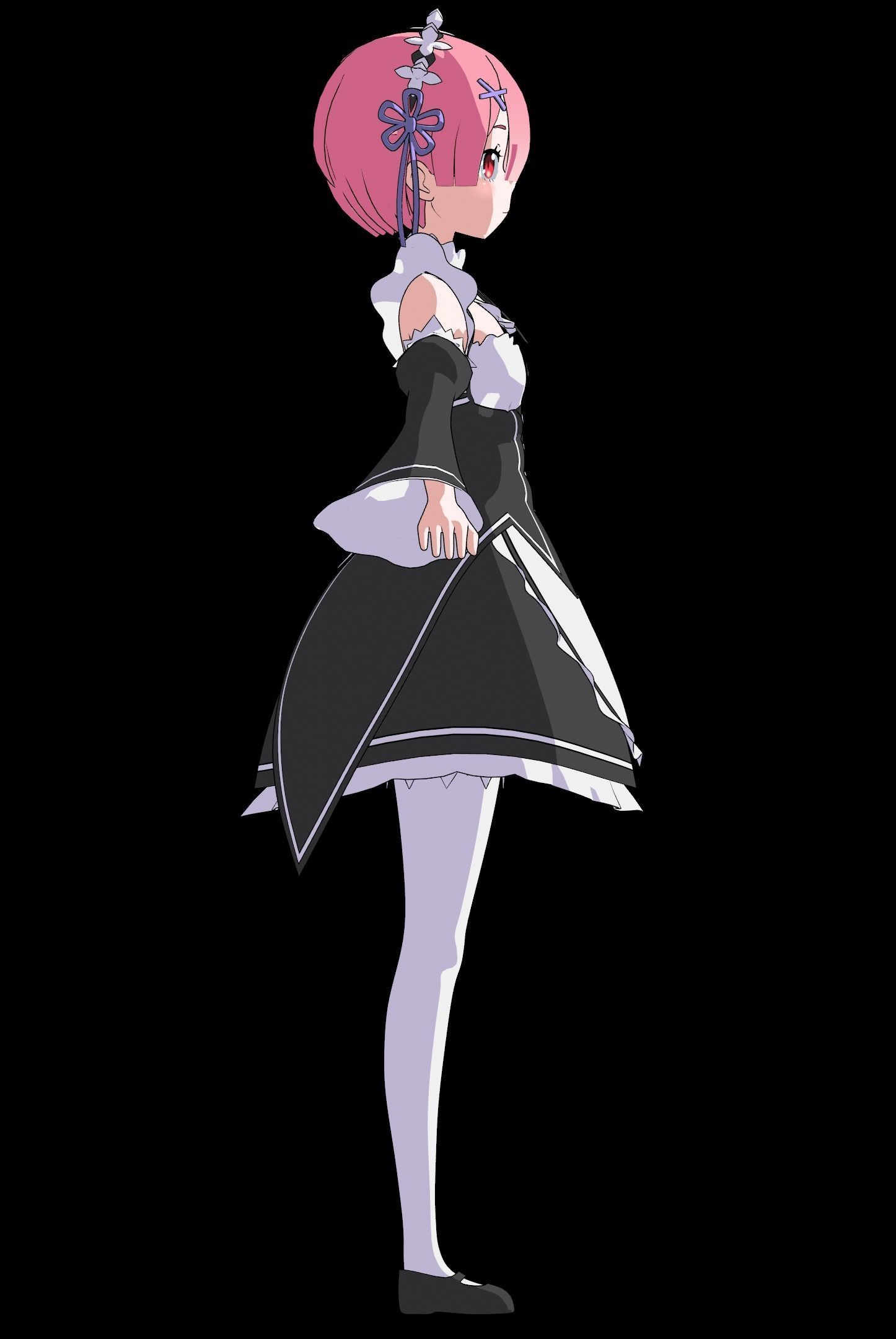 Pack Ram Rem - Re Zero Model 3D - Blender Low-poly 3D model_1