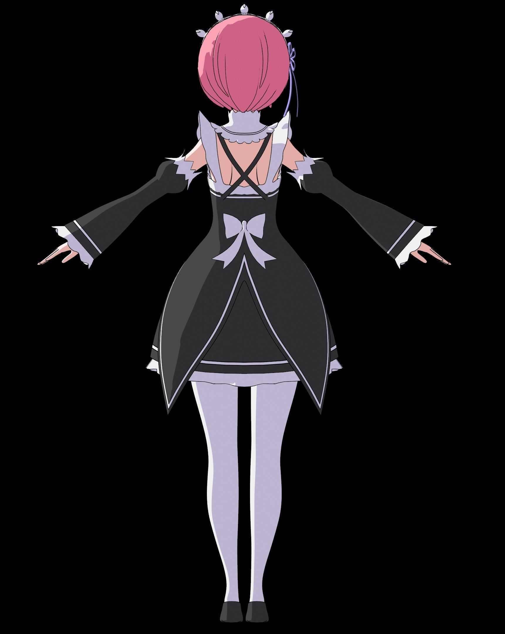 Pack Ram Rem - Re Zero Model 3D - Blender Low-poly 3D model_6