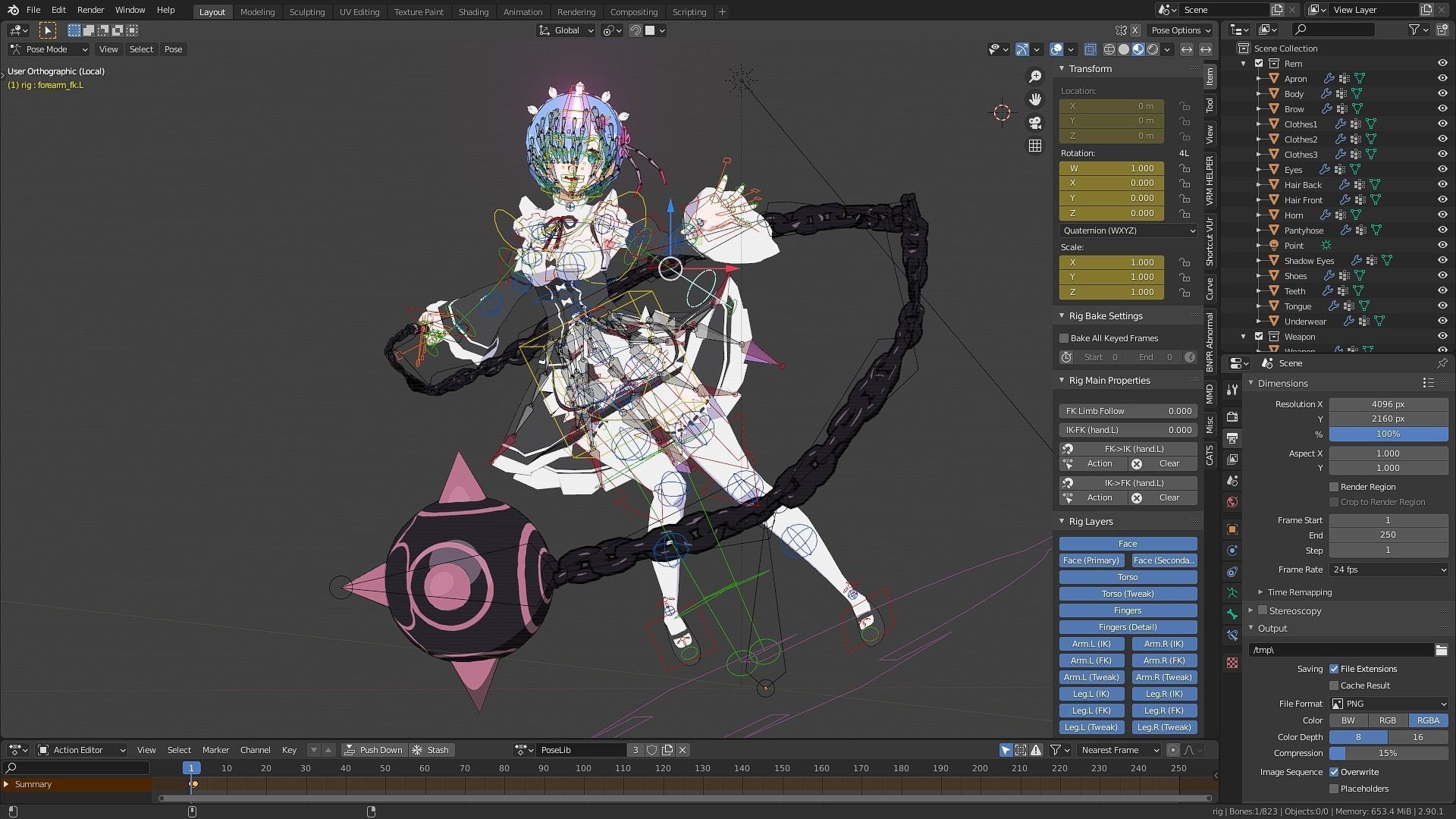 Pack Ram Rem - Re Zero Model 3D - Blender Low-poly 3D model_20